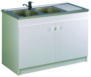 SESAME meuble sous évier 100 cm 2 portes blanc